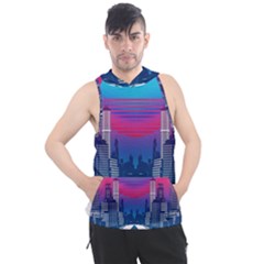 Retro Cityscape Artist Artwork Digital Art Men s Sleeveless Hoodie