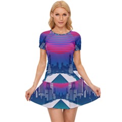 Retro Cityscape Artist Artwork Digital Art Women s Sports Wear Set