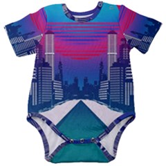 Retro Cityscape Artist Artwork Digital Art Baby Short Sleeve Bodysuit