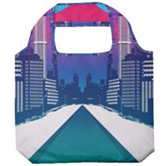 Retro Cityscape Artist Artwork Digital Art Foldable Grocery Recycle Bag by Salman4z