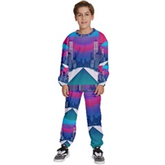 Retro Cityscape Artist Artwork Digital Art Kids  Sweatshirt set