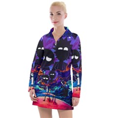 Rick And Morty In Outer Space Women s Long Sleeve Casual Dress by Salman4z