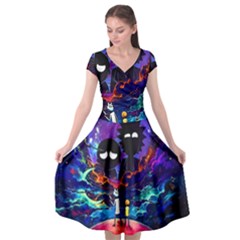 Rick And Morty In Outer Space Cap Sleeve Wrap Front Dress by Salman4z