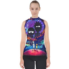 Rick And Morty In Outer Space Mock Neck Shell Top by Salman4z