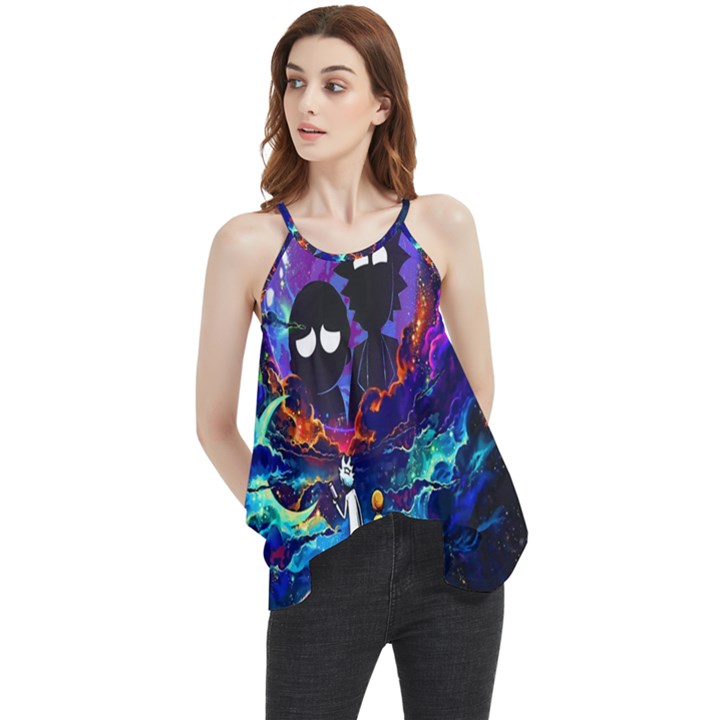 Rick And Morty In Outer Space Flowy Camisole Tank Top
