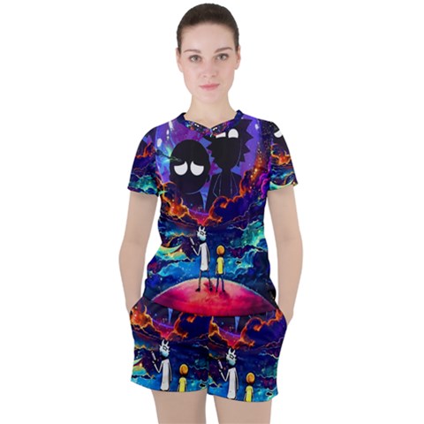 Rick And Morty In Outer Space Women s Tee And Shorts Set by Salman4z