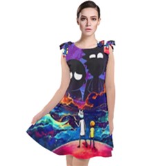 Rick And Morty In Outer Space Tie Up Tunic Dress by Salman4z