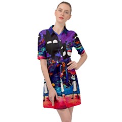 Rick And Morty In Outer Space Belted Shirt Dress by Salman4z