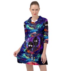 Rick And Morty In Outer Space Mini Skater Shirt Dress by Salman4z