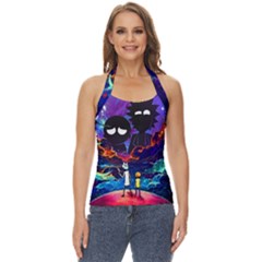 Rick And Morty In Outer Space Basic Halter Top by Salman4z