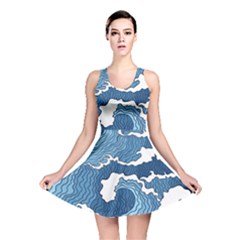 Waves Aesthetics Illustration Japanese Reversible Skater Dress