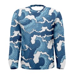 Waves Aesthetics Illustration Japanese Men s Long Sleeve Tee