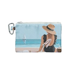 Rest By The Sea Canvas Cosmetic Bag (small) by SychEva