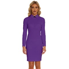 Long Sleeve Shirt Collar Bodycon Dress