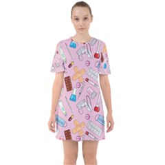Medical Sixties Short Sleeve Mini Dress by SychEva