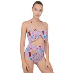 Medical Scallop Top Cut Out Swimsuit