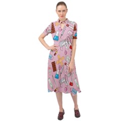 Medical Keyhole Neckline Chiffon Dress