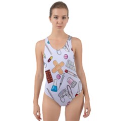 Medicine Cut-out Back One Piece Swimsuit