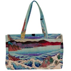 Wave Japanese Mount Fuji Woodblock Print Ocean Canvas Work Bag by Salman4z