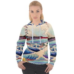 Wave Japanese Mount Fuji Woodblock Print Ocean Women s Overhead Hoodie by Salman4z