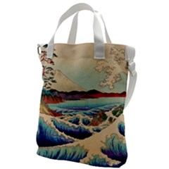 Wave Japanese Mount Fuji Woodblock Print Ocean Canvas Messenger Bag by Salman4z