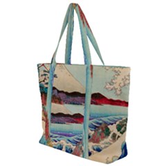 Wave Japanese Mount Fuji Woodblock Print Ocean Zip Up Canvas Bag by Salman4z