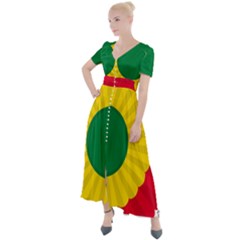 National Cockade Of Bolivia Button Up Short Sleeve Maxi Dress