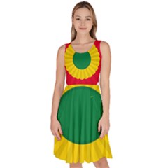 National Cockade Of Bolivia Knee Length Skater Dress With Pockets by abbeyz71