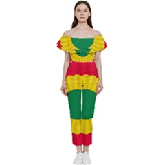 National Cockade Of Bolivia Off Shoulder Ruffle Top Jumpsuit by abbeyz71