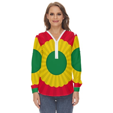 National Cockade Of Bolivia Zip Up Long Sleeve Blouse by abbeyz71