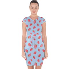 Strawberry Capsleeve Drawstring Dress  by SychEva