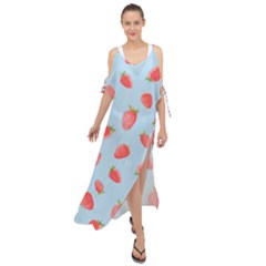 Strawberry Maxi Chiffon Cover Up Dress by SychEva