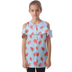 Strawberry Fold Over Open Sleeve Top
