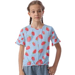 Strawberry Kids  Cuff Sleeve Scrunch Bottom Tee