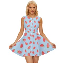 Strawberry Sleeveless Button Up Dress