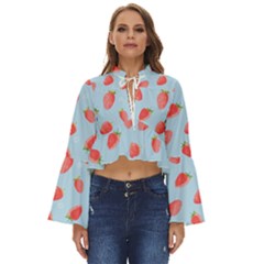 Strawberry Boho Long Bell Sleeve Top by SychEva