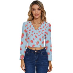 Strawberry Long Sleeve V-neck Top