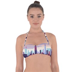 New York Skyline Cityscape Nyc New York City Landmark Halter Bandeau Bikini Top by Jancukart