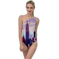 New York Skyline Cityscape Nyc New York City Landmark To One Side Swimsuit by Jancukart