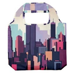 New York Skyline Cityscape Nyc New York City Landmark Premium Foldable Grocery Recycle Bag by Jancukart