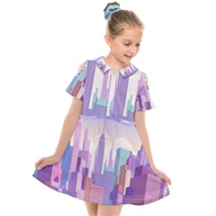 New York Skyline Cityscape Nyc New York City Kids  Short Sleeve Shirt Dress by Jancukart