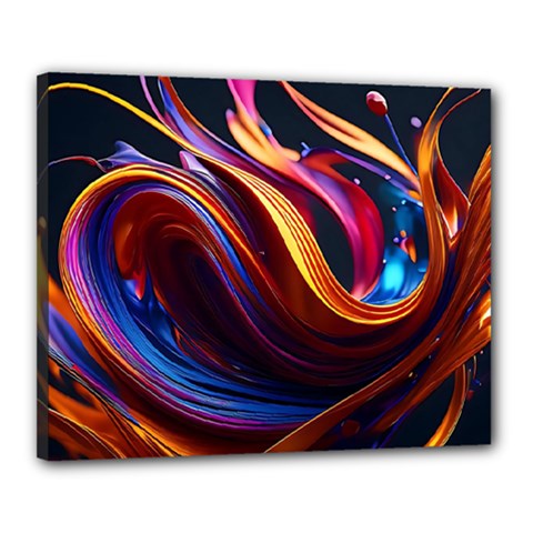 Waves Splash Liquid Paint Wall Canvas 20  X 16  (stretched) by Jancukart