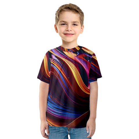 Waves Splash Liquid Paint Wall Kids  Sport Mesh Tee by Jancukart