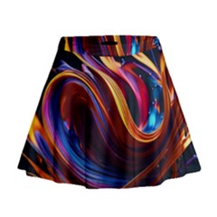 Waves Splash Liquid Paint Wall Mini Flare Skirt by Jancukart