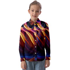 Waves Splash Liquid Paint Wall Kids  Long Sleeve Shirt by Jancukart