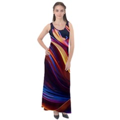 Waves Splash Liquid Paint Wall Sleeveless Velour Maxi Dress by Jancukart