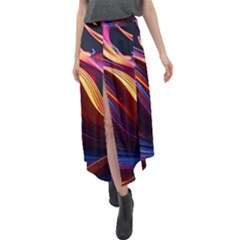 Waves Splash Liquid Paint Wall Velour Split Maxi Skirt by Jancukart