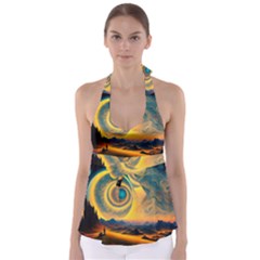 Surrealist Fantasy Dream Moon Space Babydoll Tankini Top