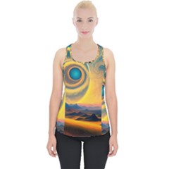 Surrealist Fantasy Dream Moon Space Piece Up Tank Top