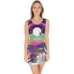 Rainbow Fun Cute Minimal Doodle Drawing Art Bodycon Dress by Jancukart